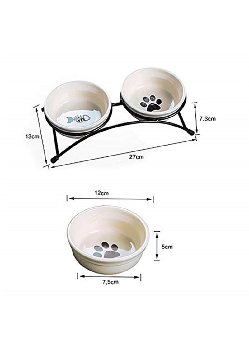 وعاء قطة مزدوج مع حامل مرتفع من السيراميك - Image 4
