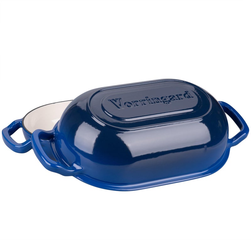 VORRINGARD Enameled Cast Iron Sourdough Bread Oven, Dutch Oven, Loaf Cast Iron Bread Pan for Homemade Bread Baking, Meatloaf Pan with Lid, 7QT, Blue - Image 4