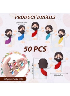 Bememo 50 Pieces Mini Jesus Figurines Jesus Toys Original Design Little Jesus Doll Gifts To Hide And Seek Classic Christ Savior Jesus Christian Religious Party Favor (Multicolor)  - Image 2