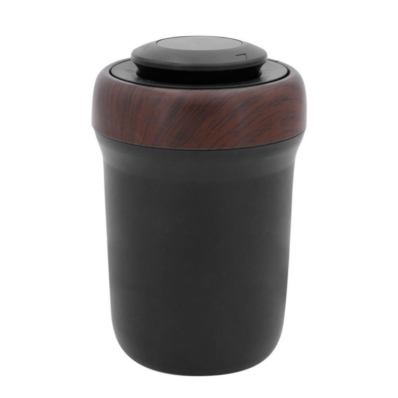 Wood Grain Car Ashtray With LED Light Detachable Lighter Portable - Image 2
