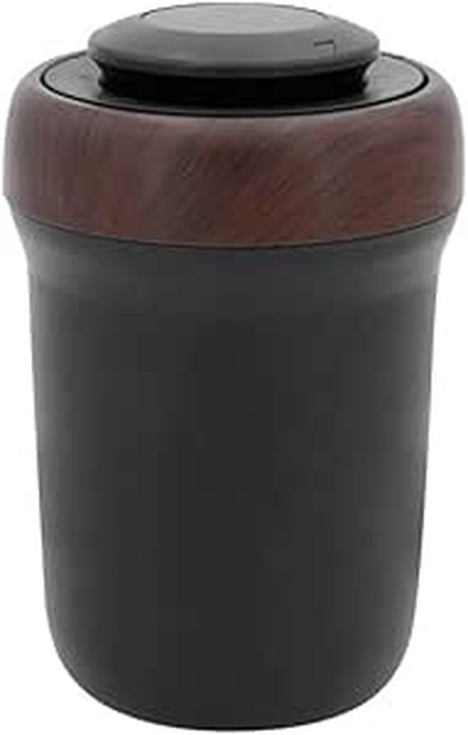 Wood Grain Car Ashtray With LED Light Detachable Lighter Portable - Image 1