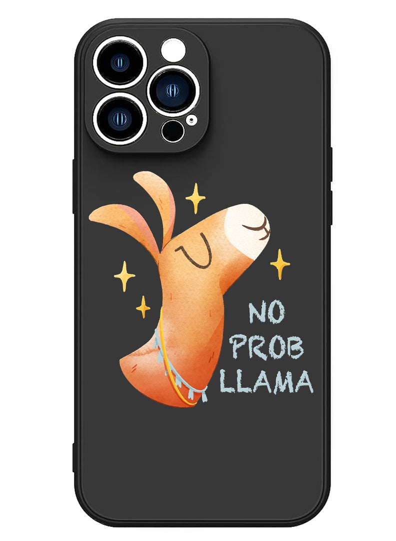 Theodor Protective Slim Fit Case Liquid Silicone Cover with Full Body Protection Anti-Scratch Shockproof Case For iPhone 15 Pro Max Black - No prob llama  - Image 1