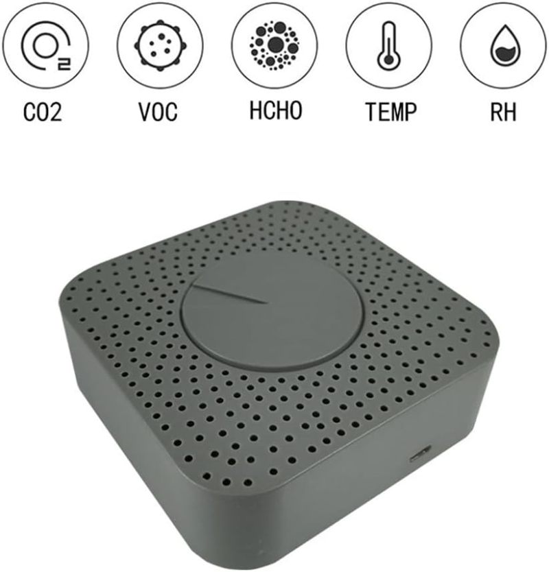 Air Quality Monitor: 5 In 1 Gray - ZigBee Remote APP Control HCHO/CO2/VOC Detection for Home Family Health Protection - Image 3