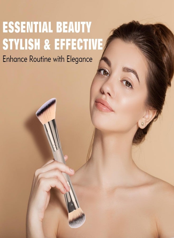 dpolla Foundation Makeup Brushes, 2Pcs Premium Dual-Ended Makeup Brush (Foundation, Powder, Blush & Contour Brushes) for Buffing Liquid, Cream, Powder, Blending Face Brush, Fit for Home, Travel & Gifting - Image 2