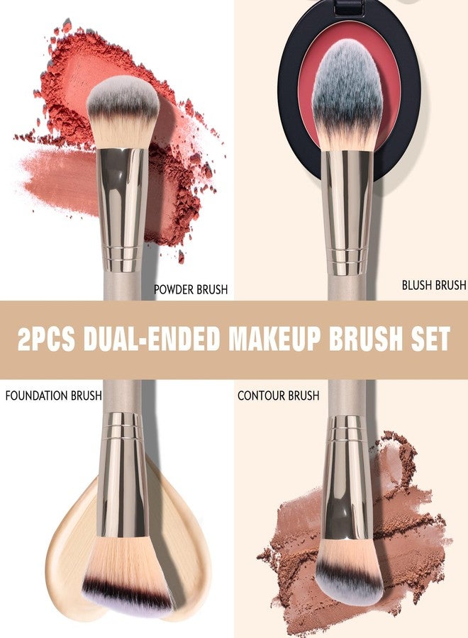 dpolla Foundation Makeup Brushes, 2Pcs Premium Dual-Ended Makeup Brush (Foundation, Powder, Blush & Contour Brushes) for Buffing Liquid, Cream, Powder, Blending Face Brush, Fit for Home, Travel & Gifting - Image 3
