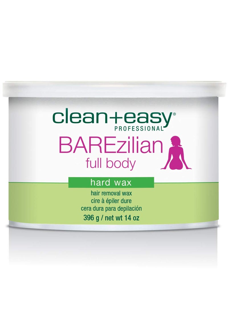 Clean + Easy Clean + Easy BAREzilian Hard Wax, Non-Strip Hair Removal Depilatory Wax for Full Body, Bikini Brazilian Waxing, Great for Sensitive Skin - Ideal for Women and Men, 14 oz 