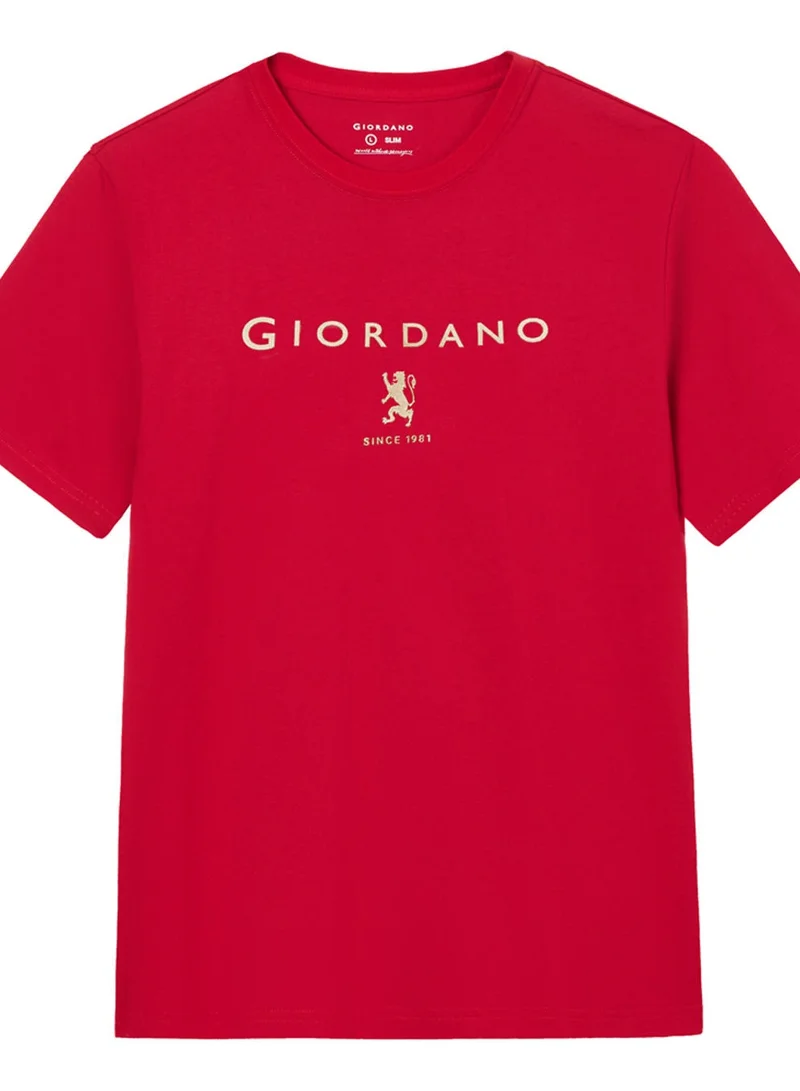 GIORDANO Men’s Slim Cotton Crew Neck Signature Print Tee