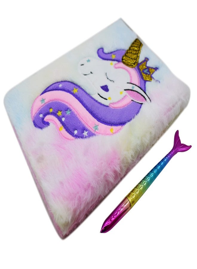 Asera 1 Pc Stylish Unicorn Fur Diary (Size 21 * 15 Cm) And A Mermaid Gel Pen For Girls For Birthday Return Gifts, 80 Pages - Image 5
