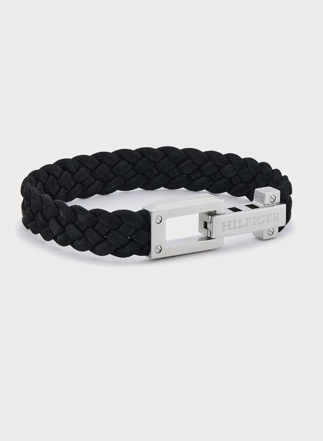 TOMMY HILFIGER Leather Bracelet Black - Image 1