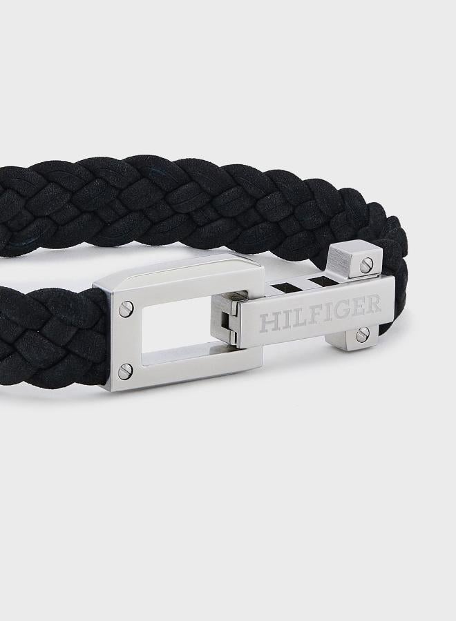 TOMMY HILFIGER Leather Bracelet Black - Image 3