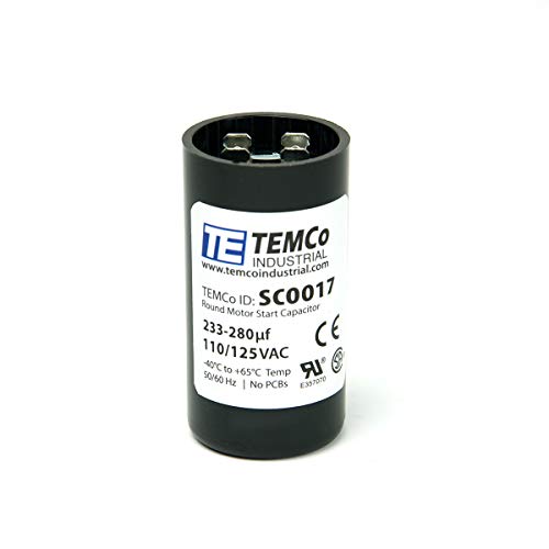 TEMCo Industrial TEMCo 233-280 uF MFD CD60 Start Capacitor 110-125V AC Round | 50/60 Hz Motor Start Capacitor for HVAC, Compressor, Pump - Image 2