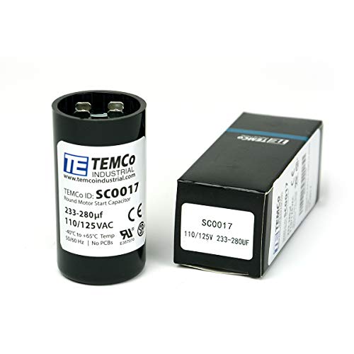 TEMCo Industrial TEMCo 233-280 uF MFD CD60 Start Capacitor 110-125V AC Round | 50/60 Hz Motor Start Capacitor for HVAC, Compressor, Pump - Image 1