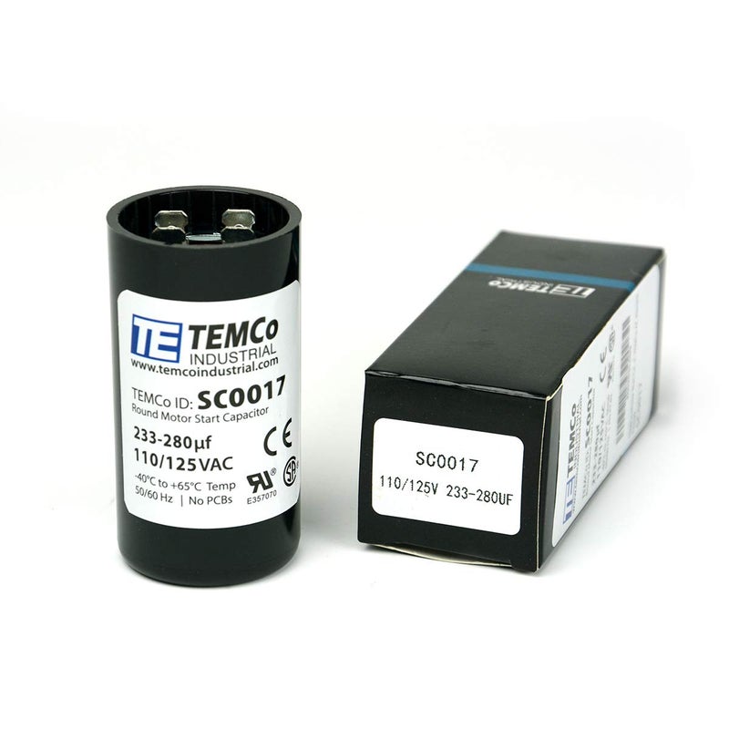 TEMCo Industrial TEMCo 233-280 uF MFD CD60 Start Capacitor 110-125V AC Round | 50/60 Hz Motor Start Capacitor for HVAC, Compressor, Pump - Image 5