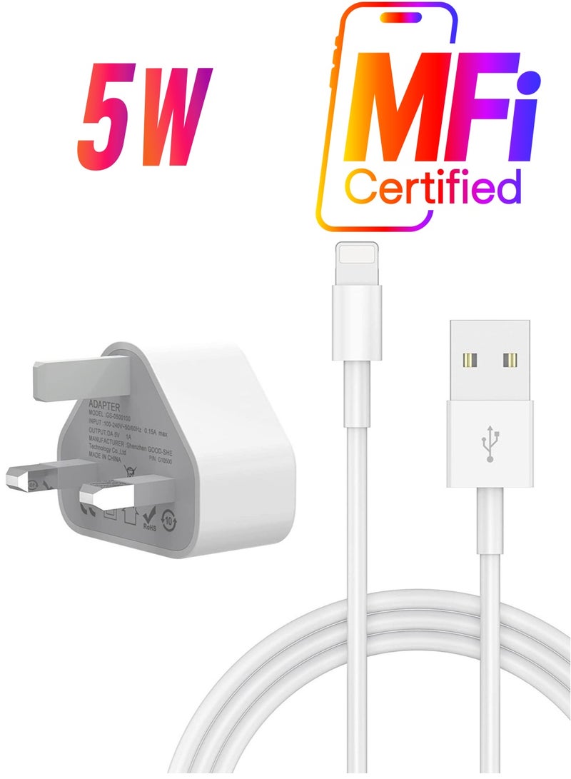 ELTRAZONE 5V 1A Power Adapter Supply, USB Charger Cable and Plug Compatible for i Phone 5S, 6, 6S, 6 Plus, 6S Plus, 7, 7 Plus, 8, 8 Plus, XS, X, XS Max, 11, XR, i Pod Touch 5G Power Cord  - Image 1