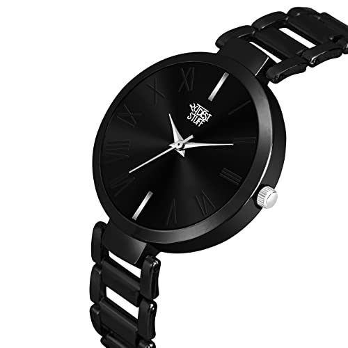 SWADESI STUFF Stainless Steel Luxury Analogue Women's Watch (Black Dial Black Colored Strap) - Image 3