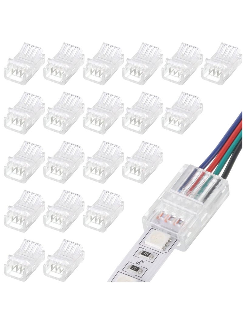 Generic LED Strip Connector, LED Flexible Light Strip Crystal Buckle Adapter, Waterproof Transparent Solderless Wireless Seamless Track Lighting Connector 5V 12V 24V (4pin, 10mm)  - Image 1