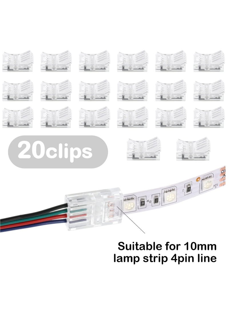 Generic LED Strip Connector, LED Flexible Light Strip Crystal Buckle Adapter, Waterproof Transparent Solderless Wireless Seamless Track Lighting Connector 5V 12V 24V (4pin, 10mm)  - Image 5