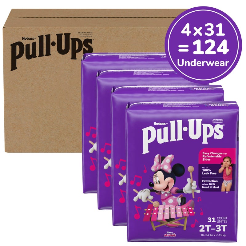 Pull-Ups Girls' Potty Training Pants, Size 2T-3T Training Underwear (16-34 lbs), 124 Count (4 packs of 31) - Image 2