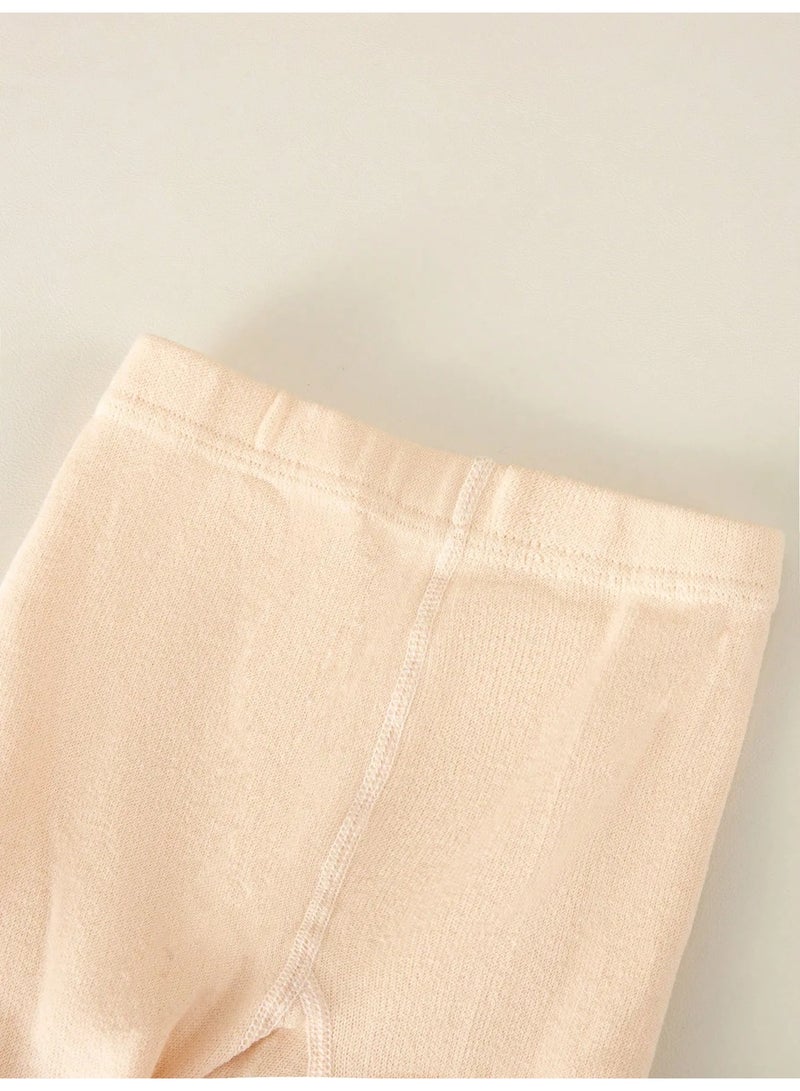 Winter leggings for children featuring a cute bow design. Made from soft and comfortable wool fabric that feels gentle on the child’s skin, with a flexible elastic waistband for a comfortable fit and easy wear. These slim-fit autumn and winter leggings are suitable for children aged 1–2 years. - Image 3