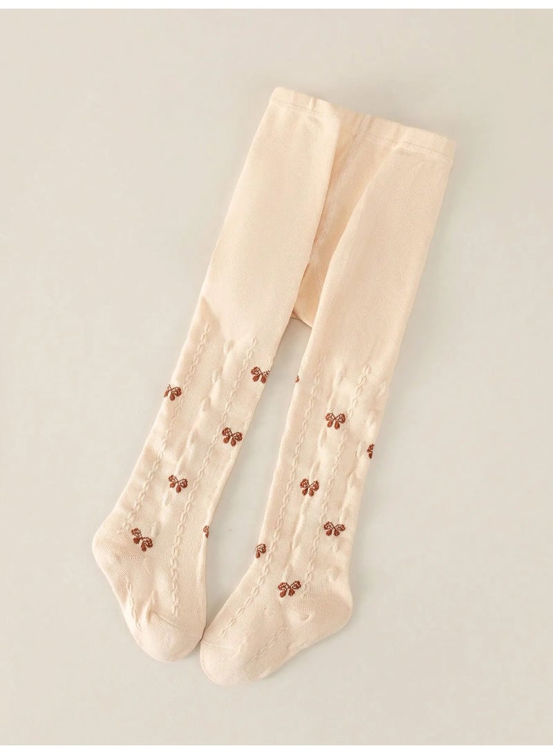 Winter leggings for children featuring a cute bow design. Made from soft and comfortable wool fabric that feels gentle on the child’s skin, with a flexible elastic waistband for a comfortable fit and easy wear. These slim-fit autumn and winter leggings are suitable for children aged 1–2 years. - Image 4