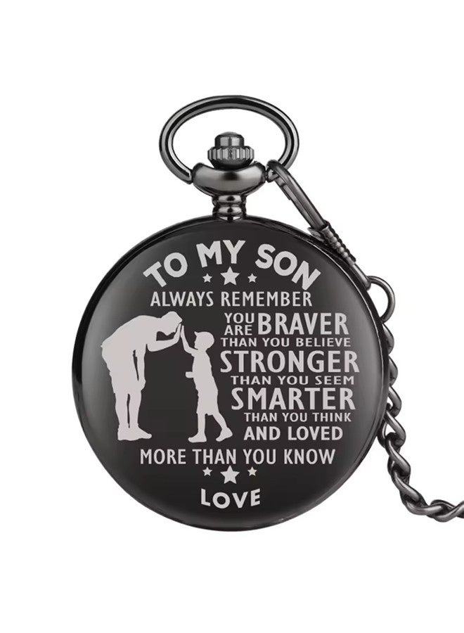 Yash Vintage Pocket Watch for Son Quartz Black Timepiece with Chain and Classic Packaging – A Perfect Gift - Image 4