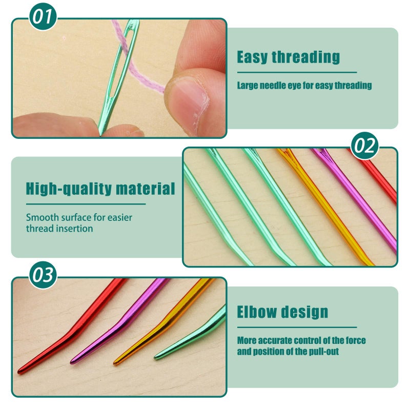 Bupete 25 Pcs Yarn Needles Set, Tapestry Needle, Crochet Needles for Yarn, Plastic Large Eye Sewing Needles, Curved Darning Needles, Knitting Needles for Sewing, Knitting, Crochet - Image 5