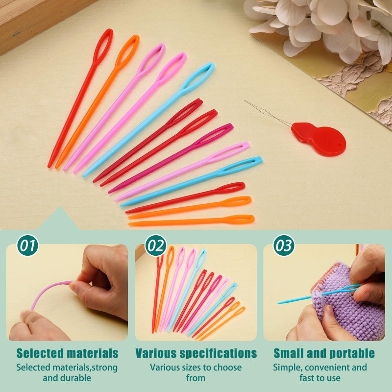 Bupete 25 Pcs Yarn Needles Set, Tapestry Needle, Crochet Needles for Yarn, Plastic Large Eye Sewing Needles, Curved Darning Needles, Knitting Needles for Sewing, Knitting, Crochet - Image 4