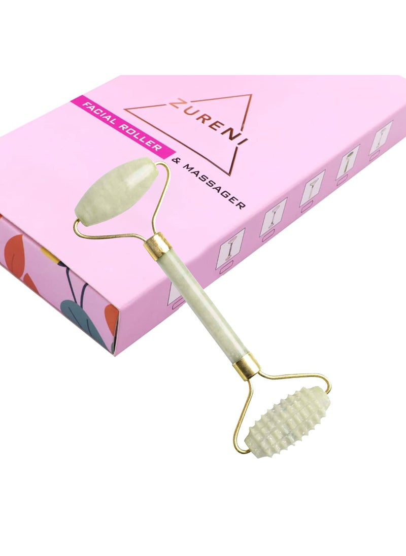 Zureni Zureni ZNGB05 Facial Massager Double Sided Face Roller Natural Jade Massage Stone Beauty Tool for Face Neck Toning Firming Serum Application 1 Pc  - Image 1