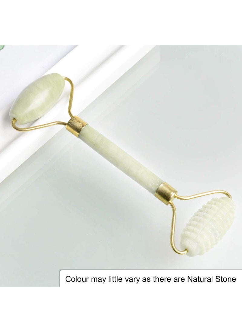 Zureni Zureni ZNGB05 Facial Massager Double Sided Face Roller Natural Jade Massage Stone Beauty Tool for Face Neck Toning Firming Serum Application 1 Pc  - Image 2