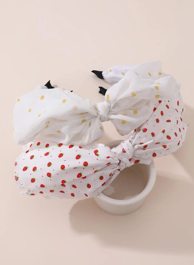 Take Two Pack of 2 - Strawberry Daisy Print Headband