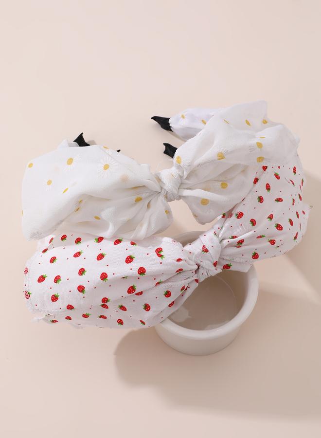 Take Two Pack of 2 - Strawberry Daisy Print Headband - Image 2