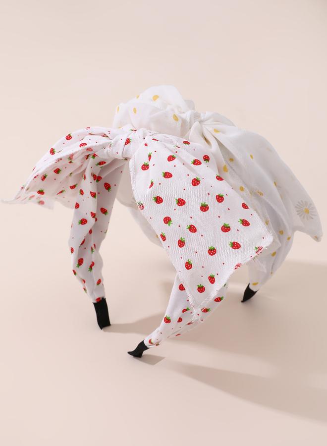Take Two Pack of 2 - Strawberry Daisy Print Headband - Image 1