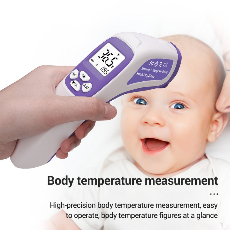 Non-contact Infrared Thermometer: White & Purple, Fast Accurate Measurement, Large Backlit LCD Screen - Power-saving Auto-off, Forehead Thermometer for Home, Kids & Clinical Use - Image 4