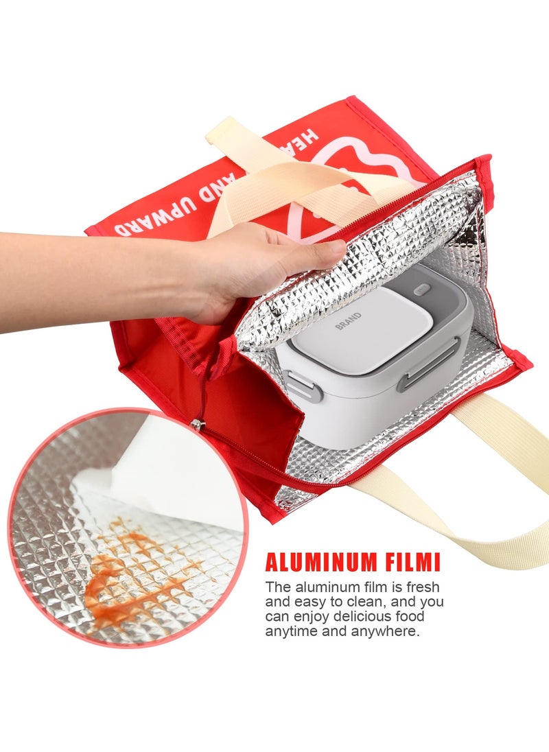 SYOSI SYOSI Insulated Lunch Bag, Thermal Lunch Tote Bag Waterproof Foldable Lunch Bag Leak-Proof Outdoor Picnic Bag for Women Men Children (Red)  - Image 3