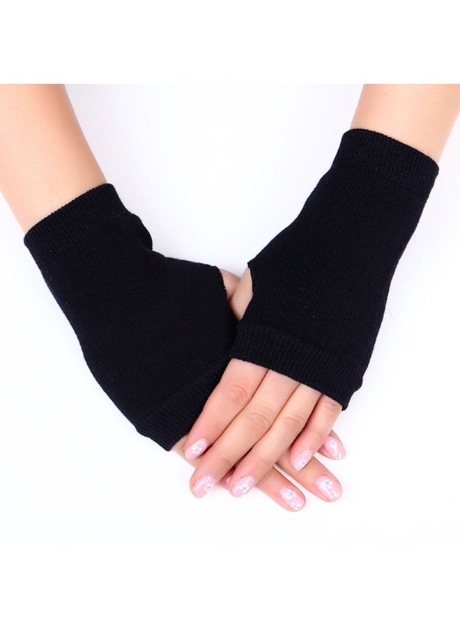 Women Fingerless Short Gloves Soft Warm Arm Warm Gloves - Image 1