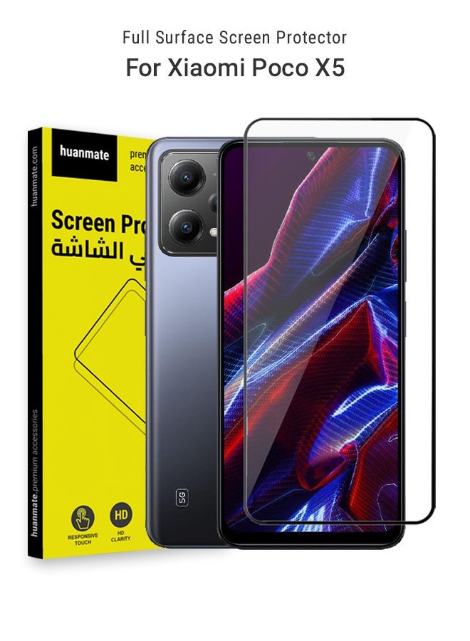 huanmate Edge to Edge Full Surface Screen Protector For Xiaomi Poco X5 Black/Clear - Image 1