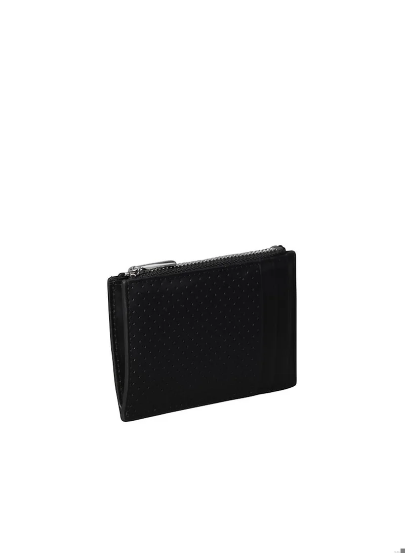 Calvin Klein Perforated Leather Zip Card Holder