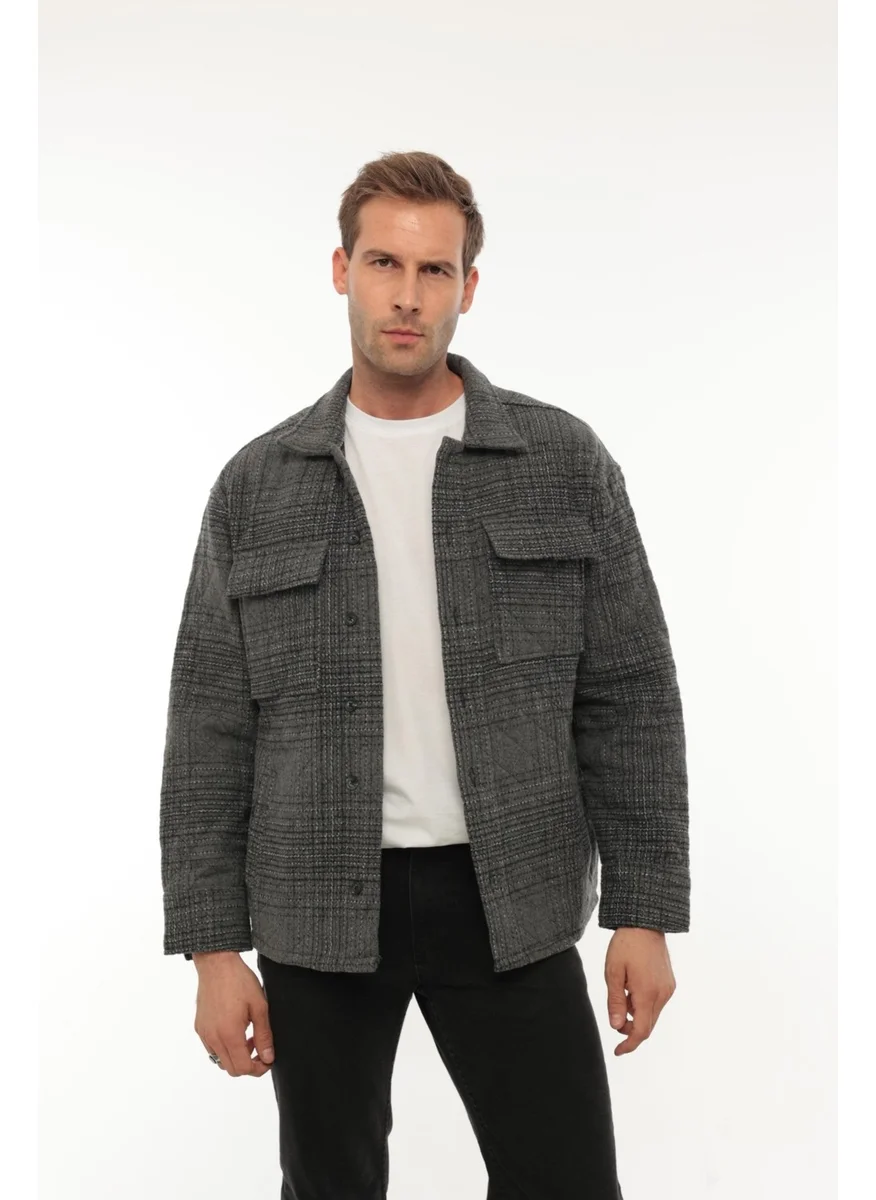 Miron Smoke Striped Quilted Detail Regular Fit JACKET-2455