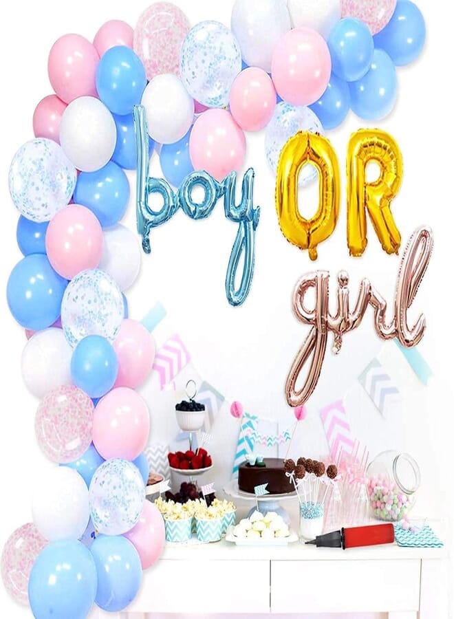 Secret Gender Reveal Balloon Arch Kit Boy or Girl Balloon Air Hand Pump