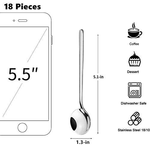 SZLFSX 10 Pack Espresso spoons 18/10 Stainless Steel Teaspoons Set for Coffee Sugar Dessert Cake Ice Cream Soup Antipasto Cappuccino, 5.3 Inch Silver - Image 2