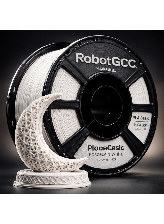 RobotGCC PLA Porcelain White 3D Printer Filament 1.75mm 1KG, Easy Printing Material with Smooth Extrusion, Low Warping, Strong Layer Adhesion for FDM 3D Printers, Models and Prototypes - Image 2