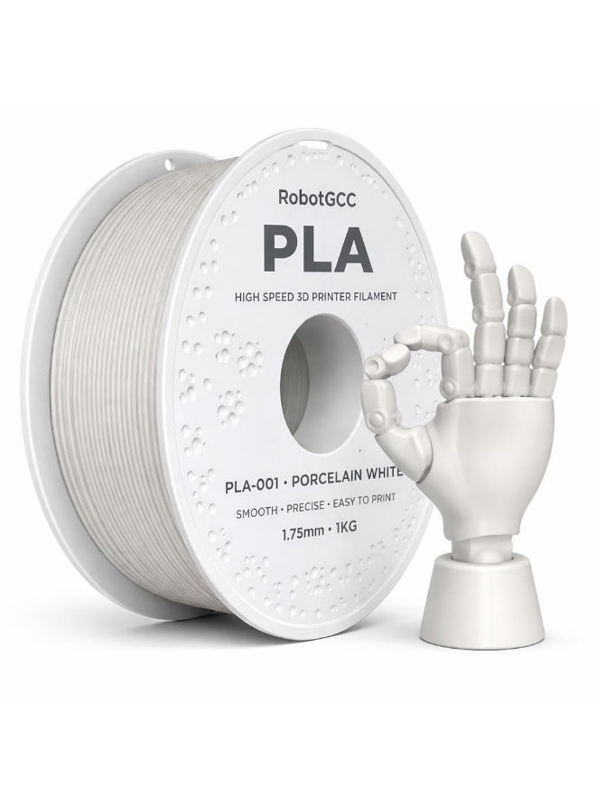 RobotGCC PLA Porcelain White 3D Printer Filament 1.75mm 1KG, Easy Printing Material with Smooth Extrusion, Low Warping, Strong Layer Adhesion for FDM 3D Printers, Models and Prototypes - Image 1
