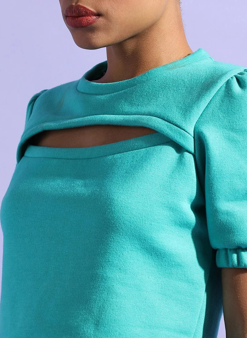 Pinacolada  Women's Aqua Blue Peek-A-Boo Top for Women | Best Price UAE