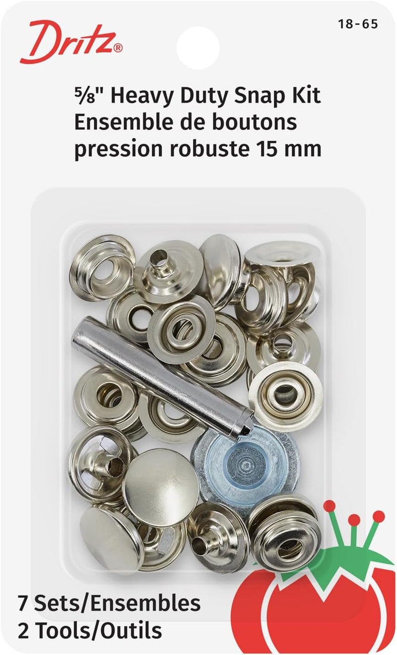 Dritz 1865 Heavy Duty Snap Fastener Kit Size 24 58Inch NickelPlated Brass 7 Sets - Image 1