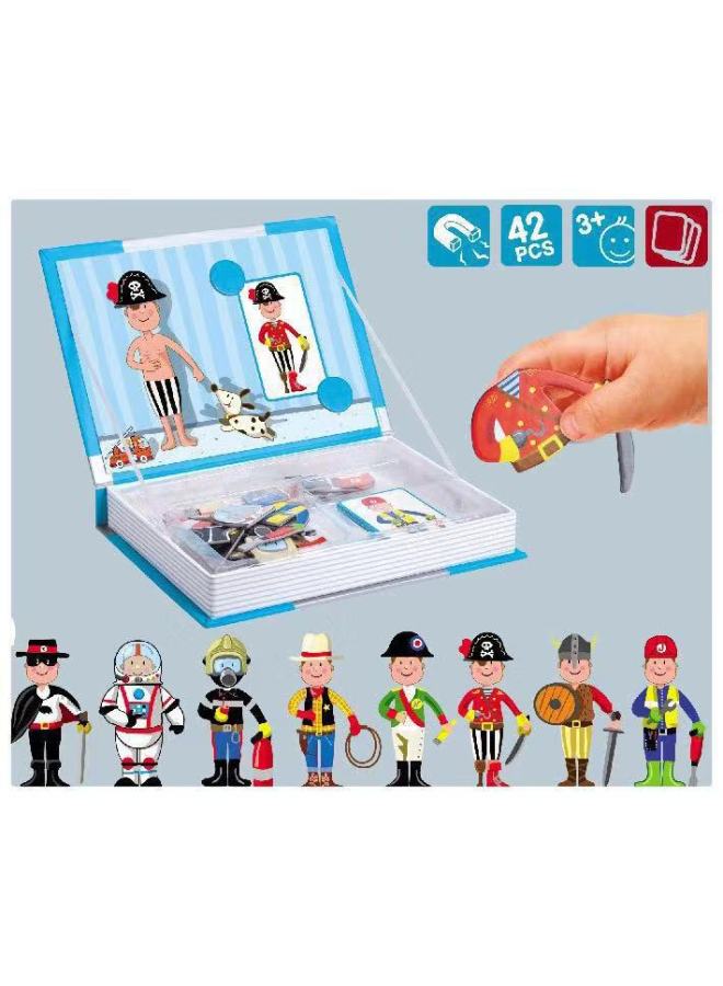 Hot Sale French Little Red Book Dress Baby DIY Assembled Magnetic Book Magnetic Sticker 3D Early Education Puzzle-Color:Male Professional Dress Series  - Image 1