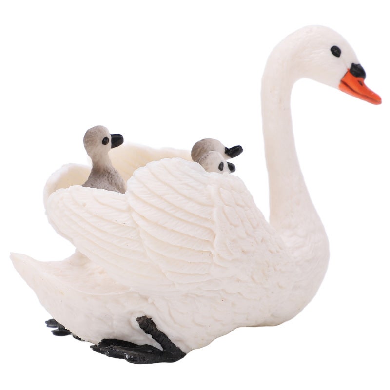 Lifelike Animal Toy: 1 White Swan Model With Carry Baby Pose - High-Quality Durable Plastic Educational Toy For Kids, Animal Lovers, Home Decor And Play - Image 5