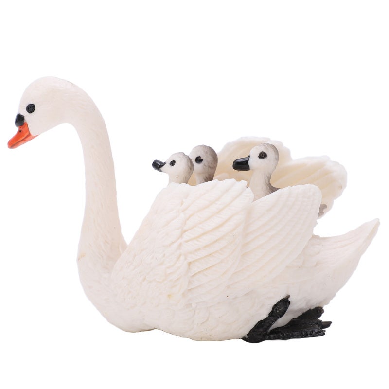 Lifelike Animal Toy: 1 White Swan Model With Carry Baby Pose - High-Quality Durable Plastic Educational Toy For Kids, Animal Lovers, Home Decor And Play - Image 4