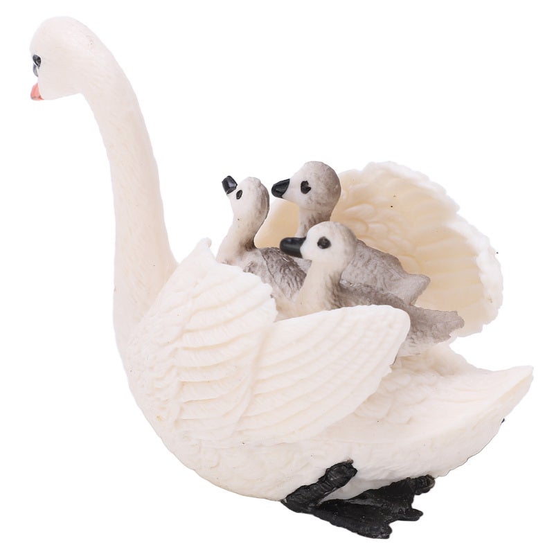 Lifelike Animal Toy: 1 White Swan Model With Carry Baby Pose - High-Quality Durable Plastic Educational Toy For Kids, Animal Lovers, Home Decor And Play - Image 3
