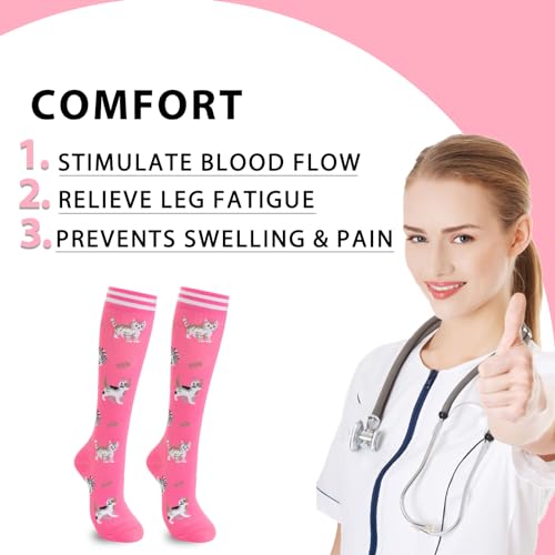 fenglaoda Compression Socks Women Men 4 Pairs, Knee High Support Socks for Running, Sports, Travel, Flight, Nurse - Image 3