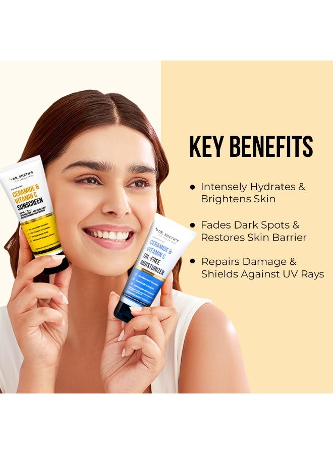 Dr. Sheth's Glow & Sun Protect Duo | Lightweight Sunscreen & Oil-Free Moisturizer Combo | Nourished & Protected Skin | For Normal to Combination Skin | For Men & Women | 50 g x 2 - Image 4